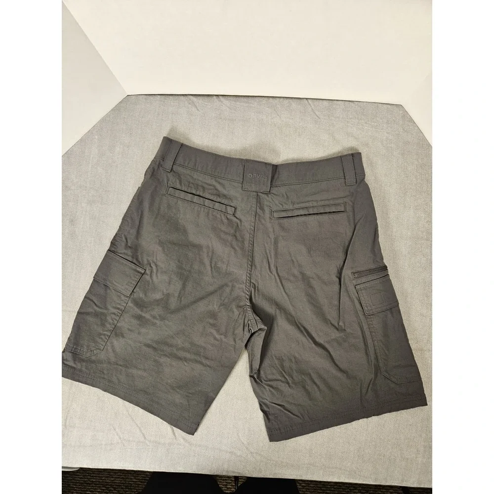Orvis Mens Cargo Shorts Gray Zip Cargo Pocket Hiking Outdoor